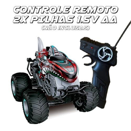 Carrinho De Brinquedo Com Controle Remoto Grande Movido a Bateria e Solta Fumaça com Luzes LED (RHYN
