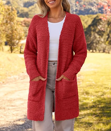 Image of MEROKEETY Women's Long Sleeve Soft Chunky Knit Sweater Open Front Cardigans Outwear Coat