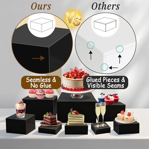 8Pcs Buffet Risers, Large Food Risers for Buffet Table, Acrylic Cube Boxes Display Nesting Risers with Hollow Bottoms, Dessert Cake Display Stand Riser Set for Party Jewelry Collectibles Black (3",4",5",6",7",8",9",10") by Youjoitim - Image 6