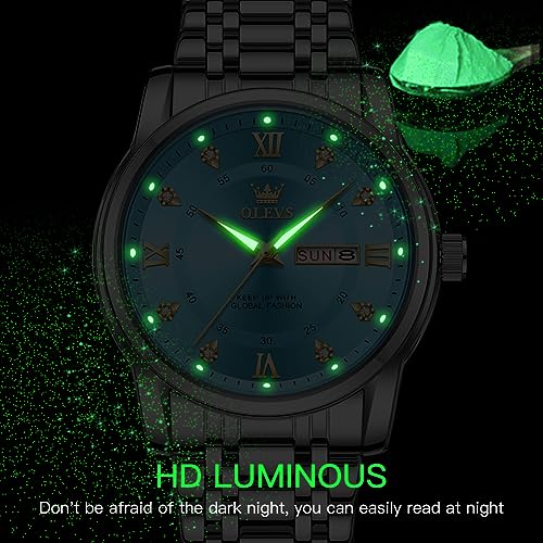 Image of OLEVS Watches for Men Business Diamond Easy Read Men's Wristwatch Analog Luxury Date Stainless Steel Waterproof Luminous Dress Mens Watches