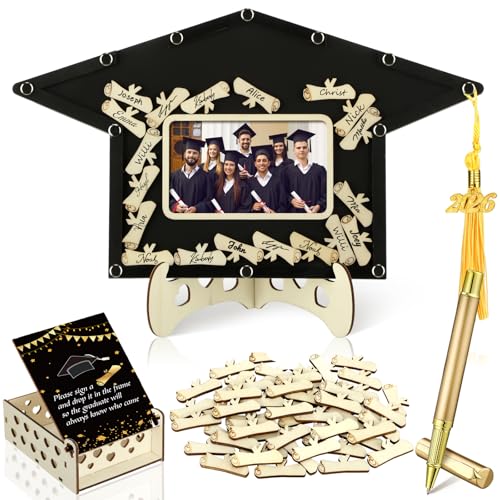 Wenqik 63 Pcs Graduation Guest Book Alternative for 2026 Black Graduation Party Sign in Book Reception Class of 2026 Congrats Sign Decor Signature Party for College High School Students