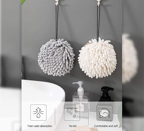 Miniatura 8 de Paquete de 3 toallas de mano colgantes de felpilla suave, toallas de mano de baño, toallas de mano de cocina súper absorbentes con bucles, toallas