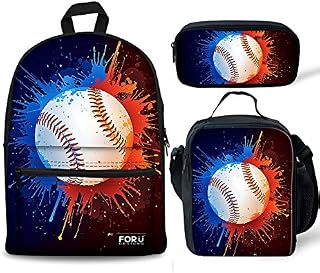FOR U DESIGNS School Backpack for Boys Baseball Bookbag Canvas Lightweight Lunch Bags