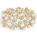 Bella-Vouge Wedding Jewelry Crystal Rhinestone Pearl Leaf Stretch Bracelet Gold-NO.157