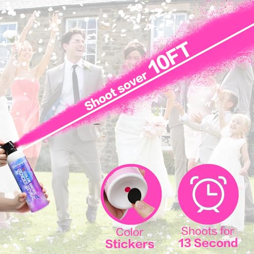 Gender Reveal Fire Extinguisher, Gender Reveal Color Smoke Powder Spray, 4 Pcs Pink Blaster Only for Baby Girl with Pink Smoke Suitable for Gender Reveal Party, 100% Biodegradable Party Supplies