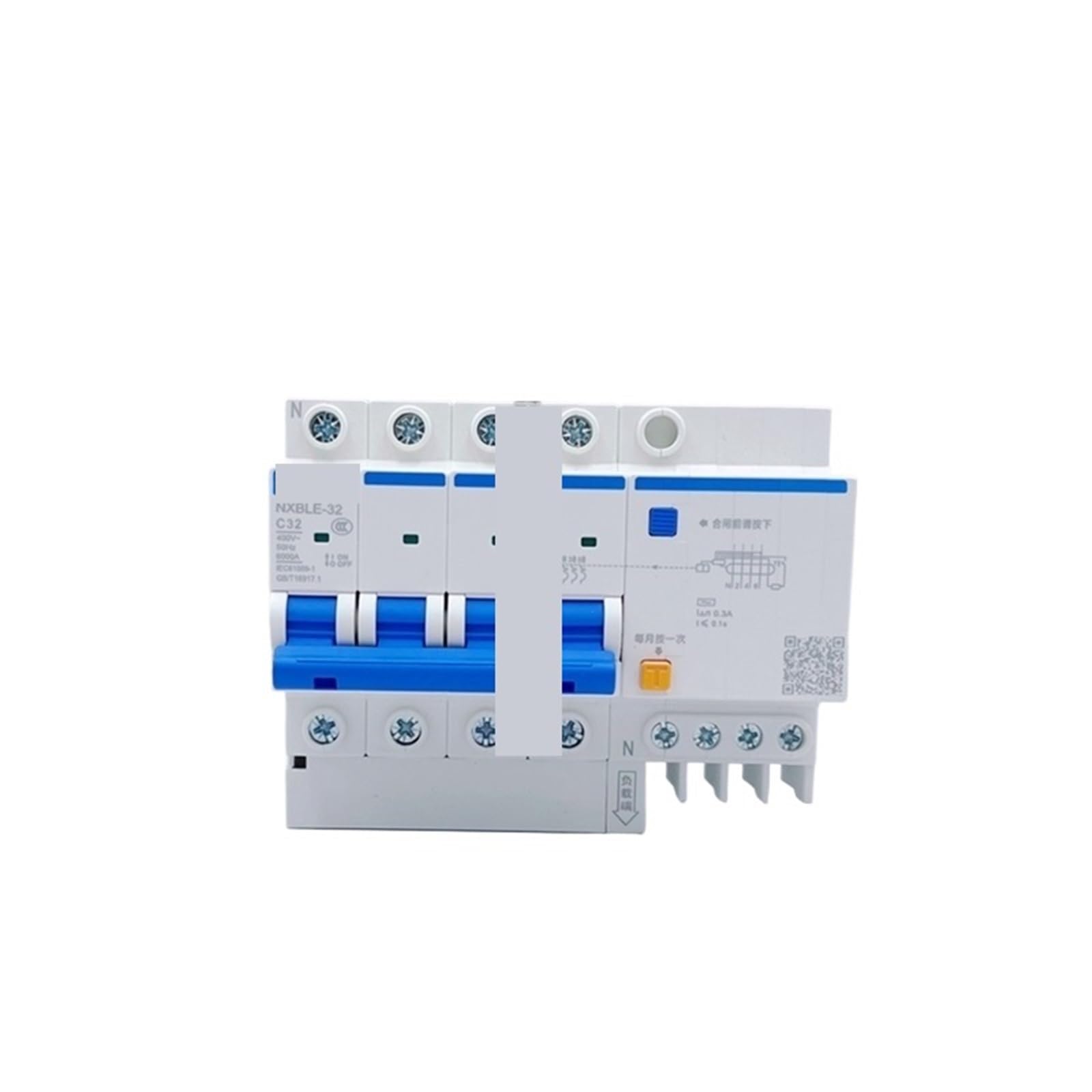 1 sztuka 300 mA 0,3 EIN RCBO NXBLE 2P 4P 3P + 1N 10A 16A 25A 32A 40A 63A 80A 100A 125A wyłącznik różnicowoprądowy (40A, 3P 1N 300mA)
