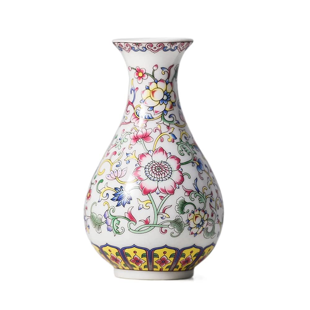 asdchZen Enamel Ceramic Vase,Chinoiserie Vase For Flowers, Unique Vase, Decorative Vase For Pampas Grass, Living Room, Bedroom,D