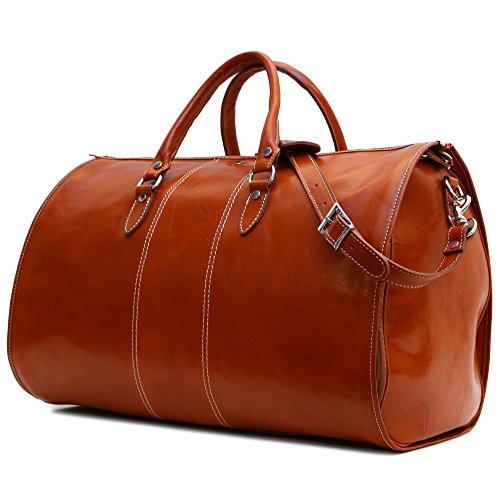 Venezia Garment Duffle Travel Bag Suitcase in Brown Full Grain Leather