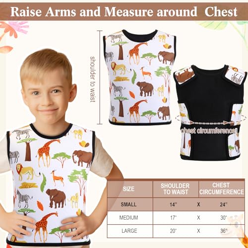Image of Janmercy Kids Compression Vest Ages 2 to 9 Soft Adjustable Breathable Neoprene Comfort Vest for Boys Girls School Home Daily(Wildlife,Small)