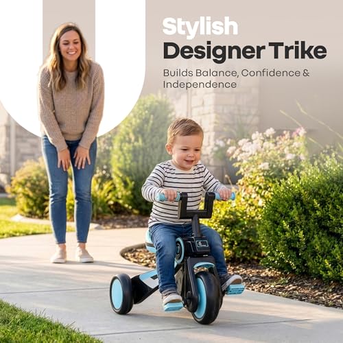 Image of R for Rabbit Tiny Toes Y Ace Premium Designer Tricycle for Kids 2-5 Years Upto 25Kg Weight with Strong Metal Core Frame, Anti-Slip Handlebars & Smooth Wheels | 95% Pre-Installed Baby Trike (Blue)