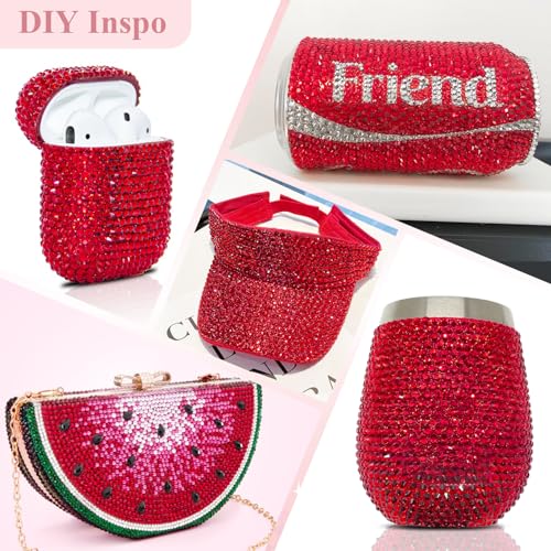 Image of 3000PCS SS8 /2.5mm Crystal Glass Rhinestones for Bedazzling (Red /Siam) | Flatback Rhinestones for Crafting DIY Nail Art Makeup Decoration, Gems Diomand Charms for Tumbler Shoes Clothing Mug
