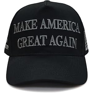 Trump Dark MAGA Hat, Black MAGA Hat 2024 Blackout MAGA Hat All Black on Black Hat（One Size fits All, Adjustable Velcro Closure）