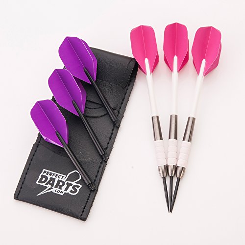 PerfectDarts 32g NODOR Flamingo Chunky Darts Set, 6 RAW100 Tough Flights, 6 Stems