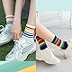 Meifiyu 6 Paar Regenbogen Socke,Socken Pride,Damen Bunte Gestreifte Regenbogen Muster Socken,Socken für Lgtbq-Partyzubehör,Mehrfarbig,Einheitsgröße (Schwarz-Weiss)