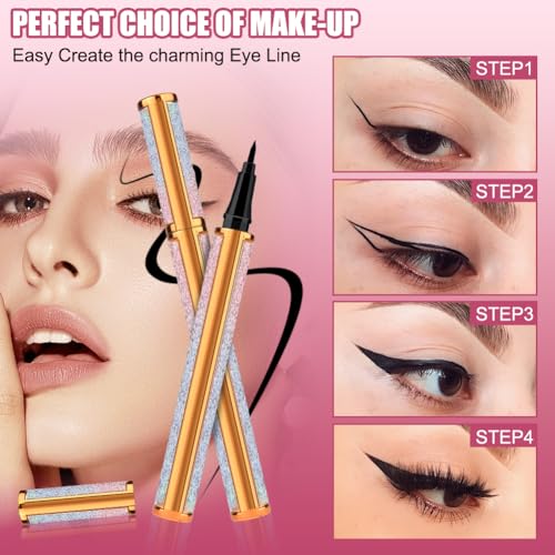 Aomig Delineador de Ojos Líquido, Eyeliner Waterproof con Punta de Fieltro Precisa, Lapiz de Ojos, Secado Rápido, Duradero, Resistente al Sudor y a las Manchas, Brillo Negro - imagen 6