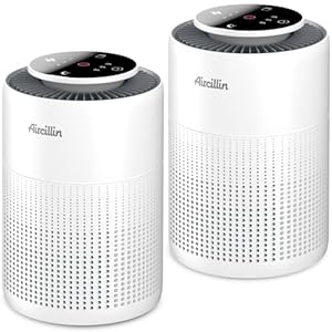 2 Pack Air Purifiers for Home Bedroom H13 True HEPA Air Filter Cleaner, Odor Eliminator, Remove Smoke Dust Pollen Pet Dander, Night Light For Home Living Room Dorm, Quiet 24dB Filtration System