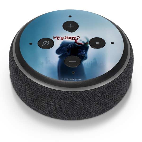 Skinit Decal Audio Skin Compatible with Amazon Echo Dot 3 - Officially Licensed The Dark Knight Why So Serious Design