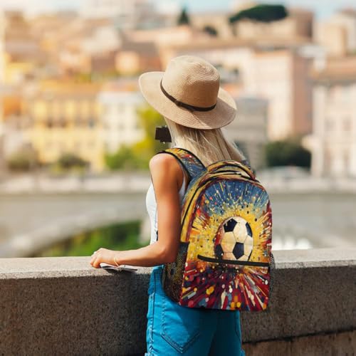 Retro Art Soccer Kids Backpack, Lightweight School Bookbag Large Capacity Laptop Backpack Water Resistant Daypack Shoulder Bag for Teenager Boys Girls4