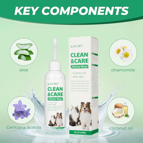 120ml Ohrenreiniger für Hunde,Sanfte Ohrenpflege für Hunde,wirkende Ohrenpflege für Hunde,Hund Ohrentropfen stoppen Ohren Juckreiz,Haustier Ohrreiniger für Hunde und Katzen