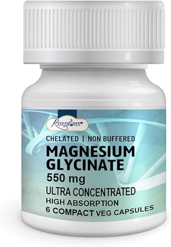 Miniatura 1 de Ramaroma Glicinato de magnesio 550 mg por cápsulas, cápsulas veganas, 22% filtrado de magnesio quelado crudo, avance de magnesio, suplemento
