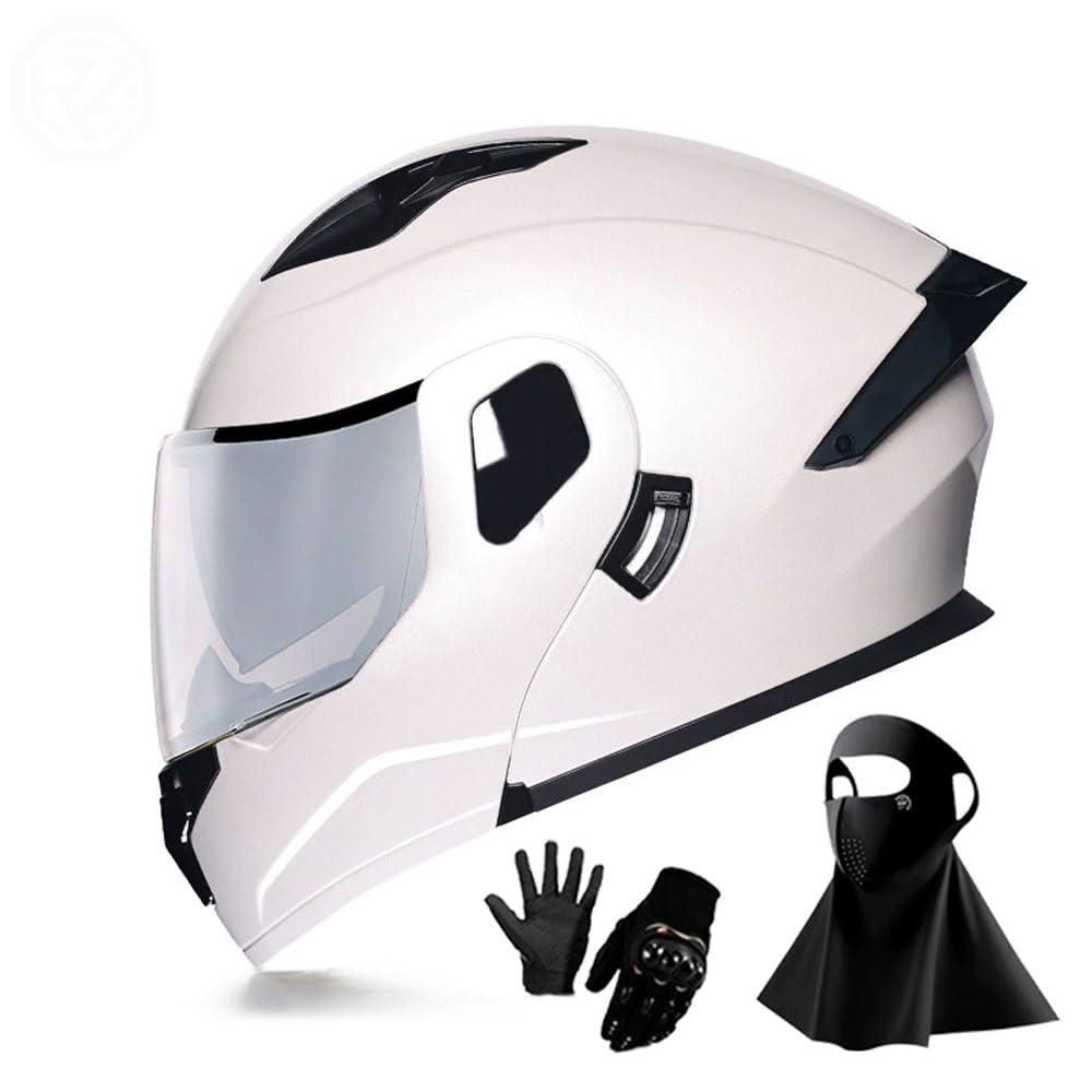 Ragopilen P35 Helmet, Full Face Motorcycle Helmet Approved 2 Visors Black Night Vision Adult Kids M-2Xl 3Pcs(,M(55-56Cm))