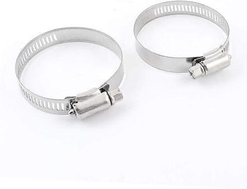 X-DREE - 2 piezas de clip de manguera de tubo metálico de 1.299in a 2.244in (2 piezas de tono plateado metálico de 1.299in a 2.244in. Tubería