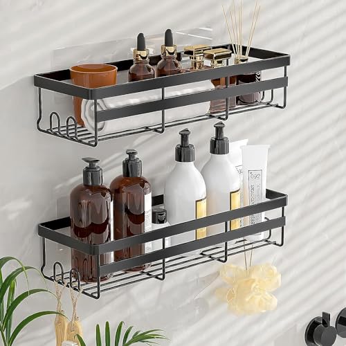 Image of Boniry Bathroom Shelf for Wall 2 Pack - Adhesive Hanging Shower Caddy - Bathroom Organizers and Storage, No Drilling Stainless Steel Shelves for Home Decor, Bathroom Accessories