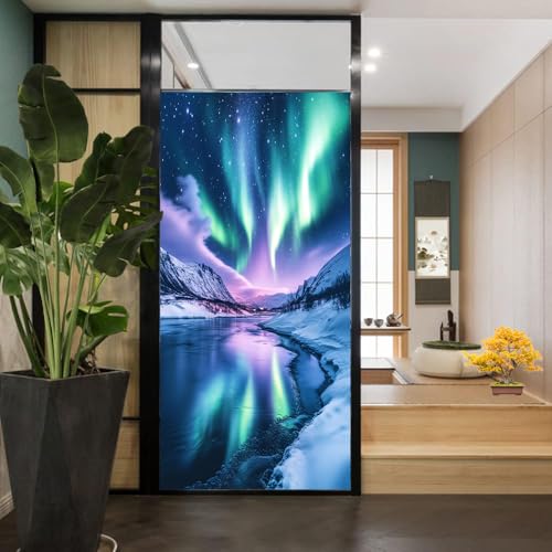 Vinilo decorativo de ventana forest aurora borealis 17.7 x 23.6 in miniatura 5