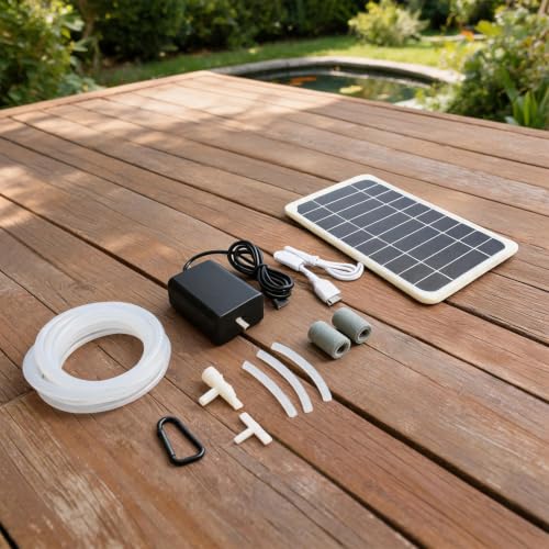 Bomba de oxígeno solar de 5 W y aireador portátil para estanques de pesca con panel de 21,5 % 5