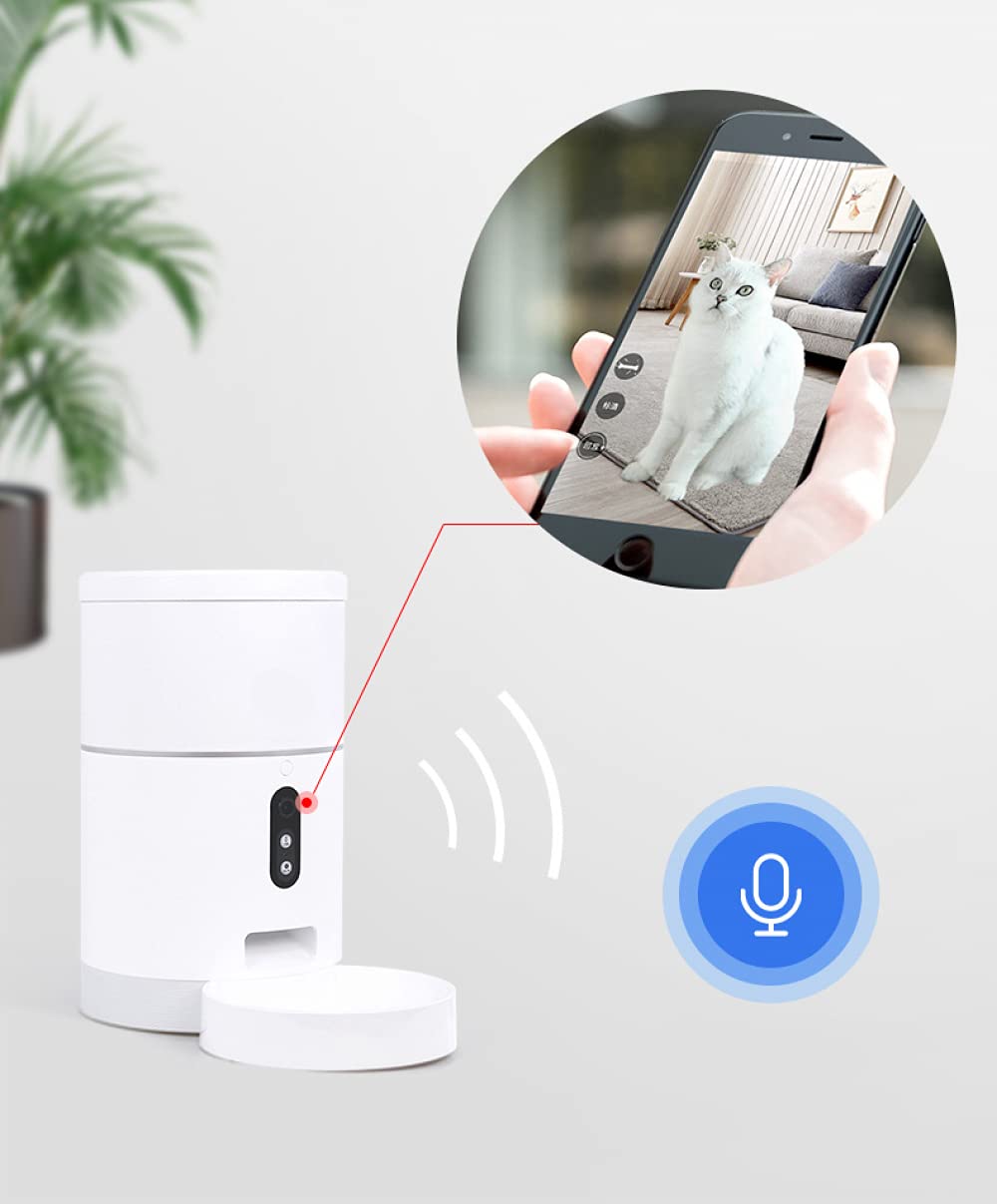 Siqi Mangiatoia automatica per cuccioli di gatto, controllo tramite app, 10 porzioni, 10 piani pasto al giorno, indicatore Wi-Fi intelligente Mangiatoia intelligente per animali domestici per piccoli