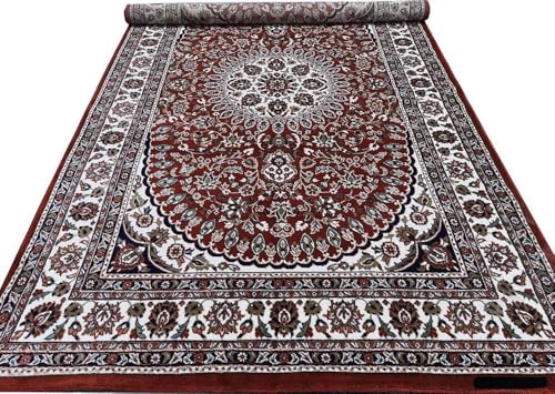 Image of Beautiful Home Decor 8x11 Feet Kashmiri Design Soft Thick Silk Carpet for Living Room (Maroon, 240 x 330 Cm)