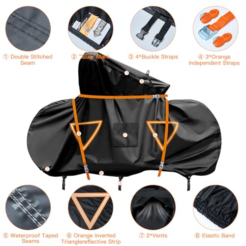 NEVERLAND Bike Cover for Transport 2 Bike 600D Waterproof with Straps - image 3