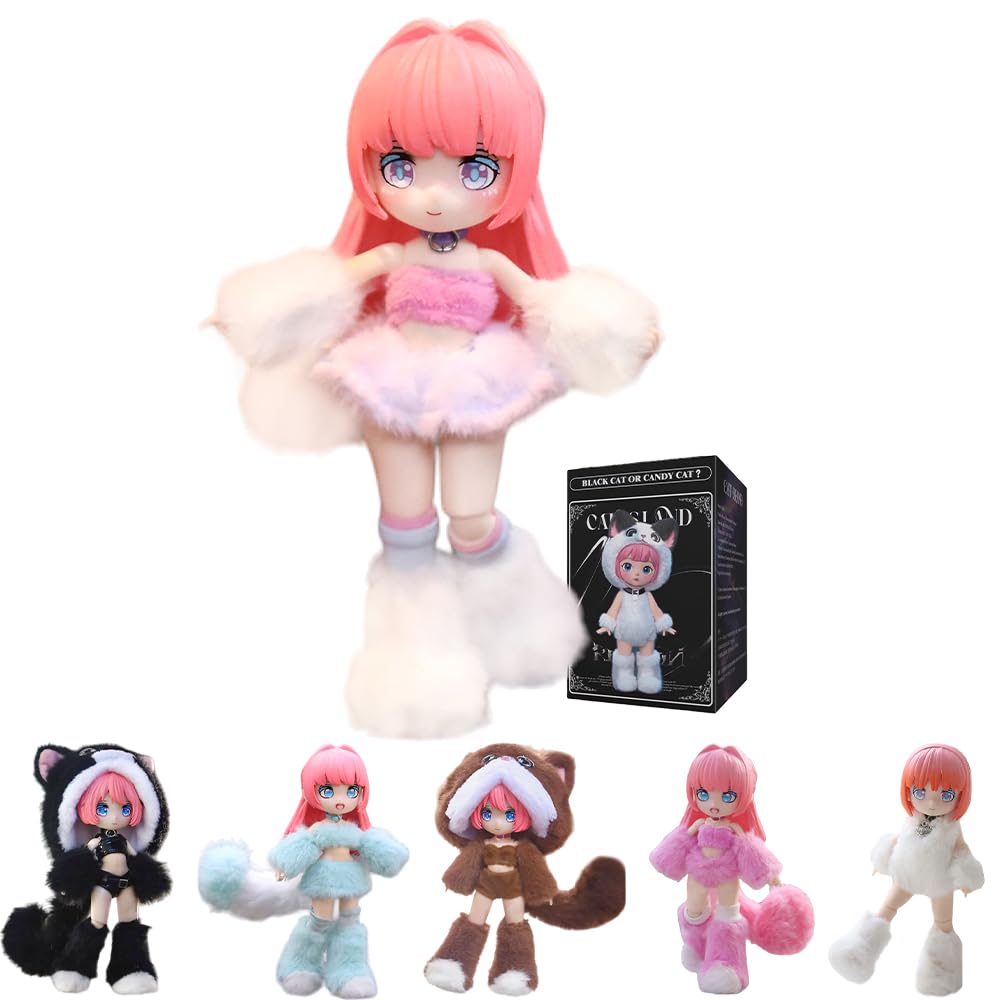 niannyyhouse BJD Blind Box Figurines, 1/12 Scale, Cat Island Wonderland Series, Ball Jointed Doll, Collectable Action Figure (1PC)