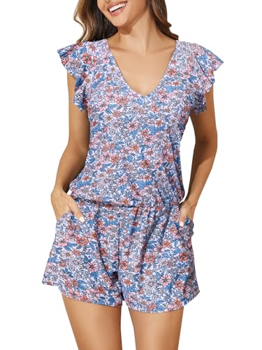 Image of Smismivo Swim Romper with Built in Bra and Pockets Swim Dress Modest One Piece Swimsuit Full Coverage Bathing Suit