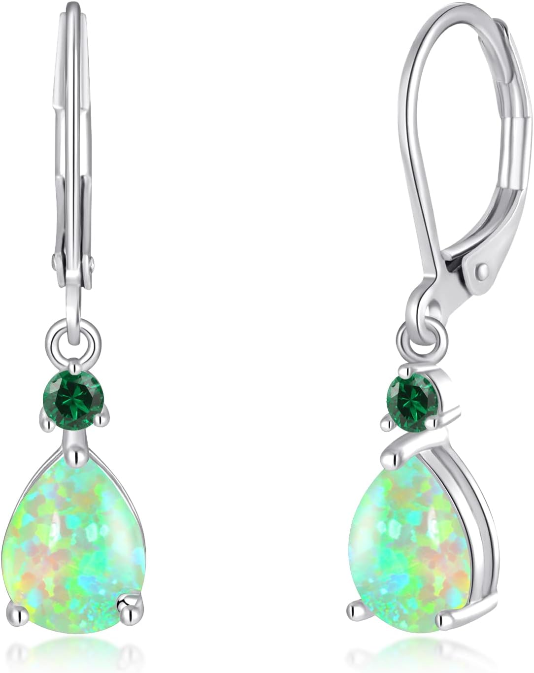 CiNily Leverback Opal Dangle Drop Earrings For Women Girls 14K Gold Plated Teardrop Earrings