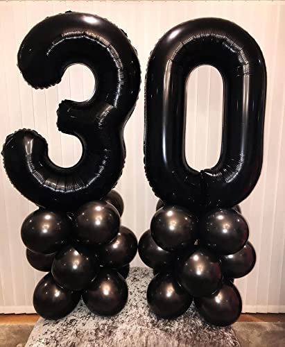 Image of 40 Inch Black 25 Number Balloons Giant Jumbo Huge 25 or 52 Foil Mylar Helium Number Digital Balloons Black Birthday Mylar Digital Balloons 25 Birthday Party 25th Anniversary Events Party Decorations