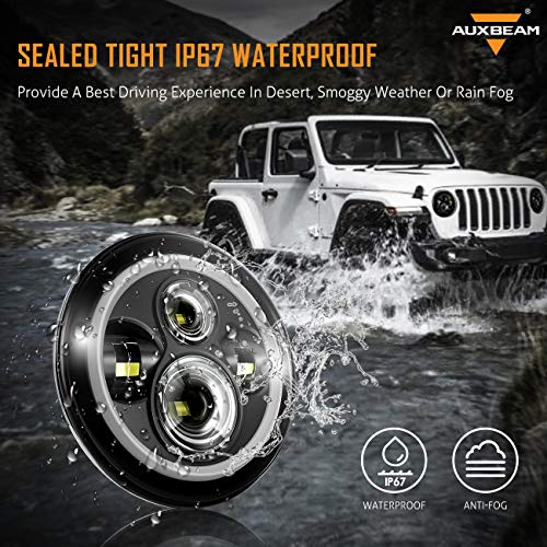 Image of Auxbeam 7 Inch LED Headlights DOT Approved for Jeep Wrangler JK TJ LJ CJ