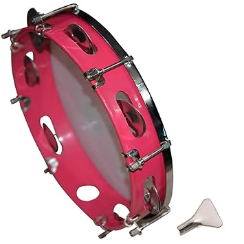 DEVICE OF URBAN INFOTECH Tambourine Musical Instrument Hand Held Multi Colour Tambourine, Metal Jingle Bells Dafli Percussion Instruments for Kids KTV Party Church (10 Inch)