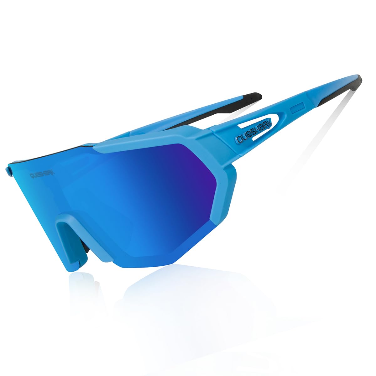 Queshark Polarizzati Anti-UV con 3 o 5 Lenti Occhiali da Ciclismo Bici MTB Intercambiabili per Sport Uomo Donna Guida Pesca Golf Baseball Corsa