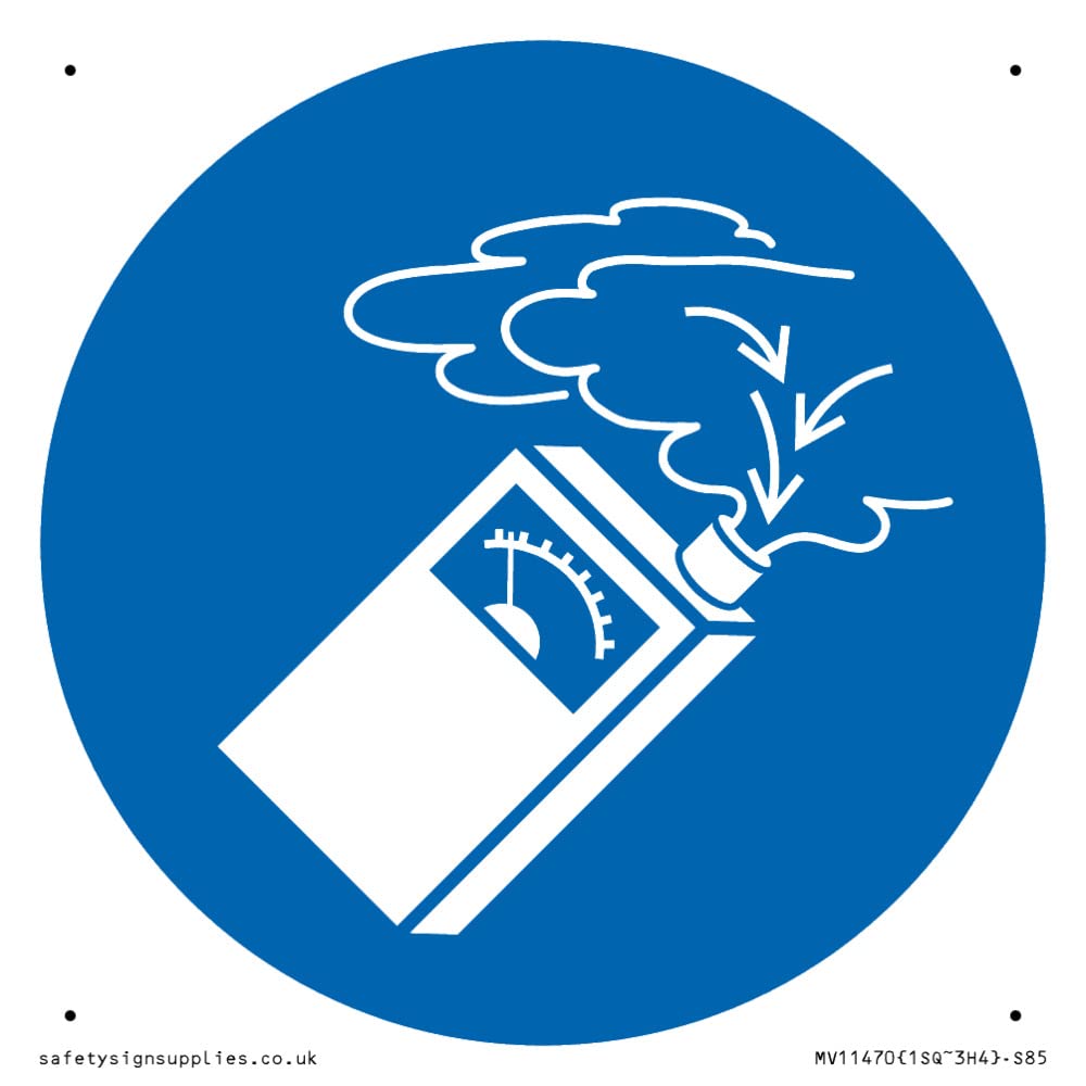 Mandatory: Use gas detector Sign - 85x85mm - S85