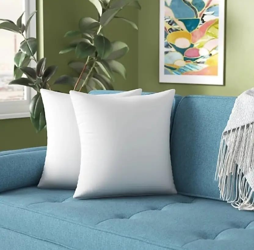 RACCOON Premium Rectangular Very Soft Cushion 40 cm x 40 cm Lumbar Stripe Pillow Filler with Coordinated Set of 2 Cushion Fillers - Polyester Fiber Fill for Comfort and Style - White (2)-image-40