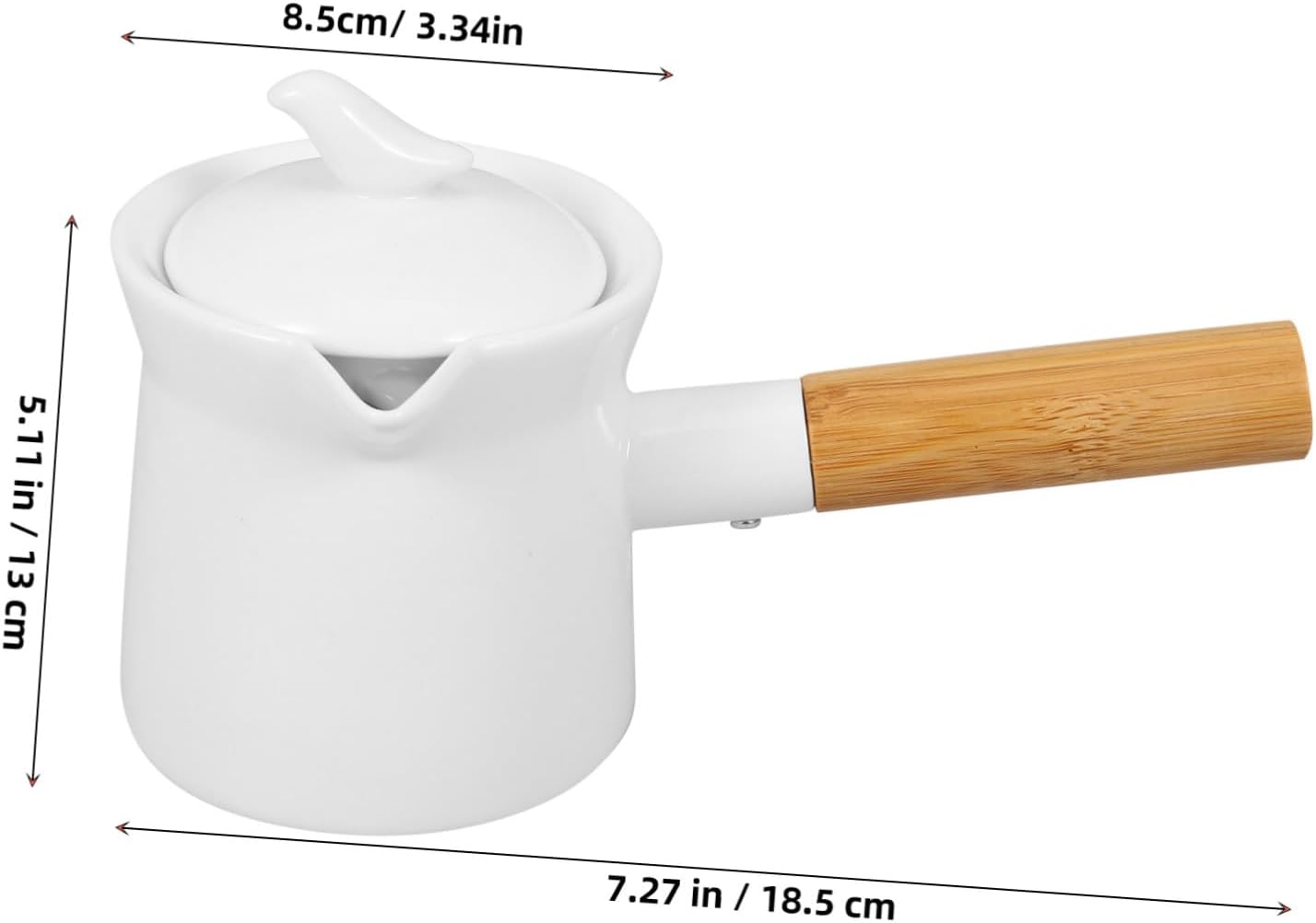 Mini Ceramic Pot Wooden Handle Household Saucepan for Heating Kitchen Cooking Pot for Desserts and Sauces