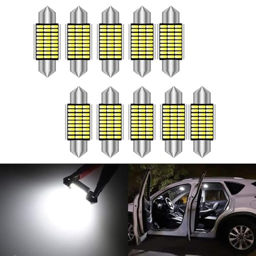 Image of Bynome Festoon C5W LED bulbs Super Bright Chipsets Canbus Error Free LED interior car lights Dome License Plate Door Lights DE3175 DE3021 DE3022 3175,6000K White (10PCS 36MM C5W)