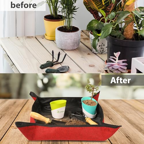 Image of Geo Fabric Gardening Mat Grow Bags 25x25 Inch (Pack of 5) | 400 GSM Heavy Duty UV-Protected Round Maroon Colour Plant Bags for Terrace and Vegetable Gardening | Strong & Reusable|