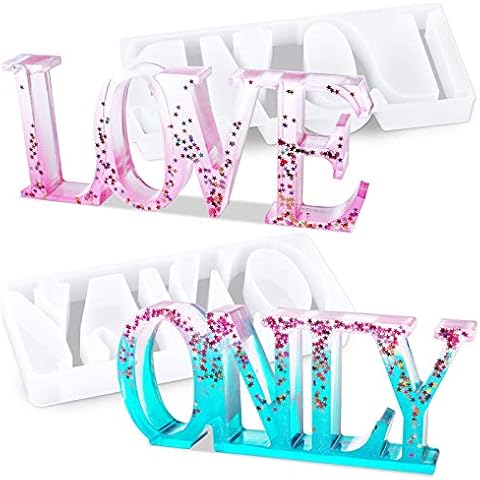 3D Word Sign Soft Silicone Molds Epoxy Resin DIY Casting Handmade Project Decoration Ornament Romantic Wedding Valentine's Day Holiday Birthday Gift Home/Office/Business/School Art Craft Cover