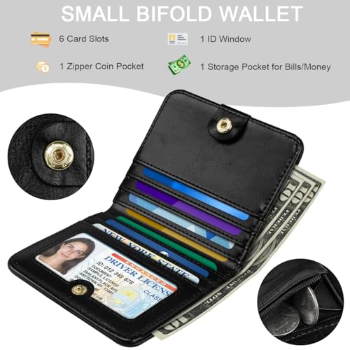 Image of Crocodile Wallets Women Small RFID Blocking Credit Card Holder | Luxury Alligator Faux Leather Thin Bifold Croc Womens Wallet Ladies Mini Purse with Coin Pocket, Black