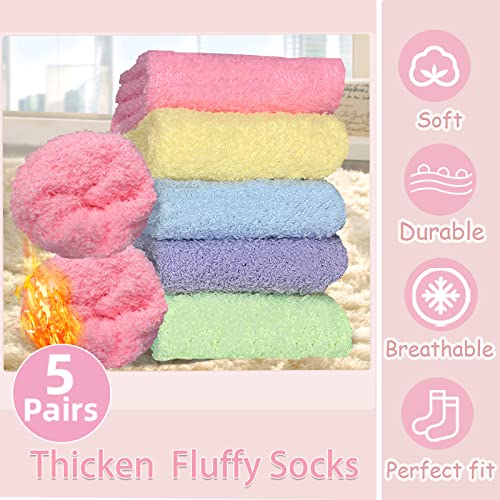 Image of Josnown Fuzzy Socks for Women Cozy Soft Fluffy Slipper Warm Winter Plush Sleep Socks Christmas Gifts for Women