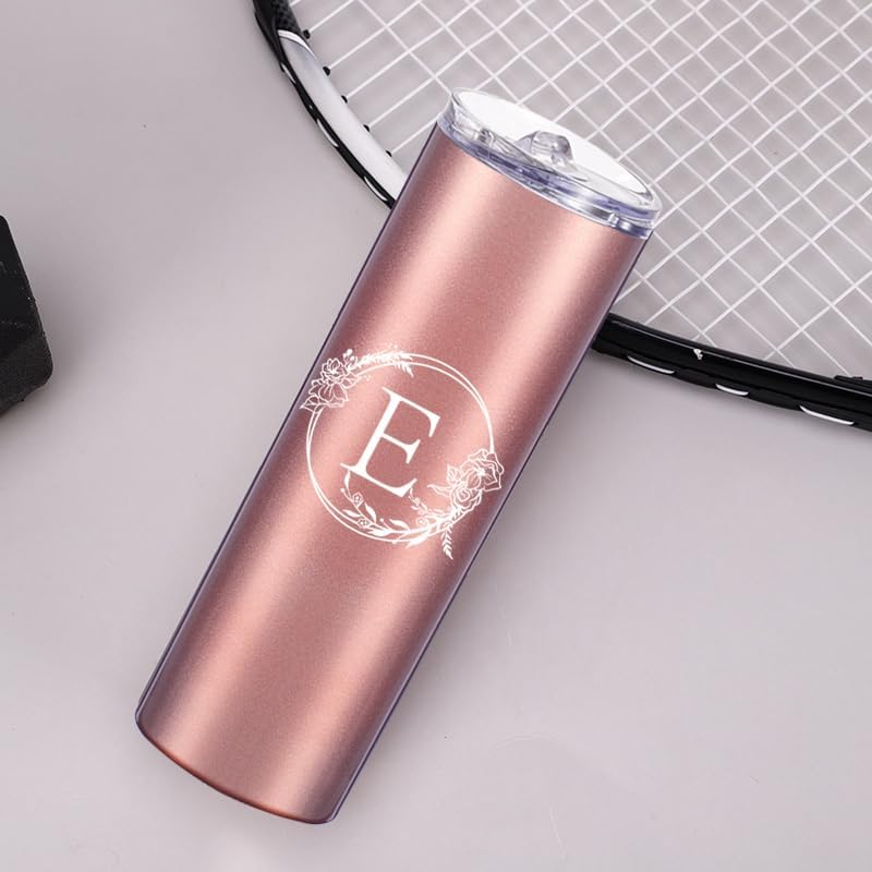 Personalized Tumbler Cup with Initials.Cup with Letter E 20oz Skinny Tumbler.Personalized Travel Monogram Letter Coffee Mug Gifts.Custom Initial Tumbler gifts for Women Birthday Christmas. - Image 3