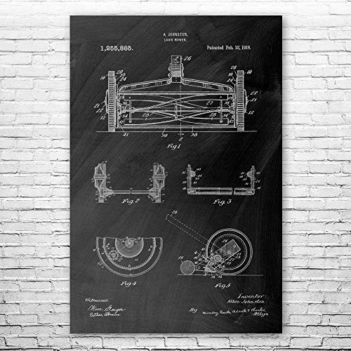 Reel Lawn Mower Poster Print, Hardware Store Decor, Garage Wall Art, Gardener Gift, Landscaper Gifts, Tool Shed Art Black Chalkboard (8 inch x 10 inch)