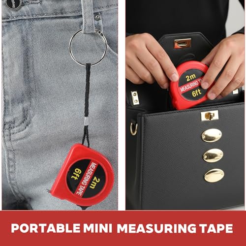 50 Cintas Métricas Retráctiles Mini 6 FT Rojas miniatura 6